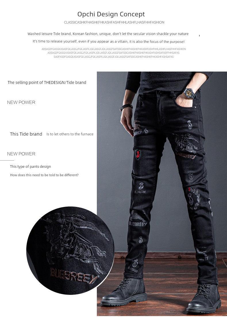 European Station Summer Embroider Skinny Jeans Black Denim - So Real Fashion