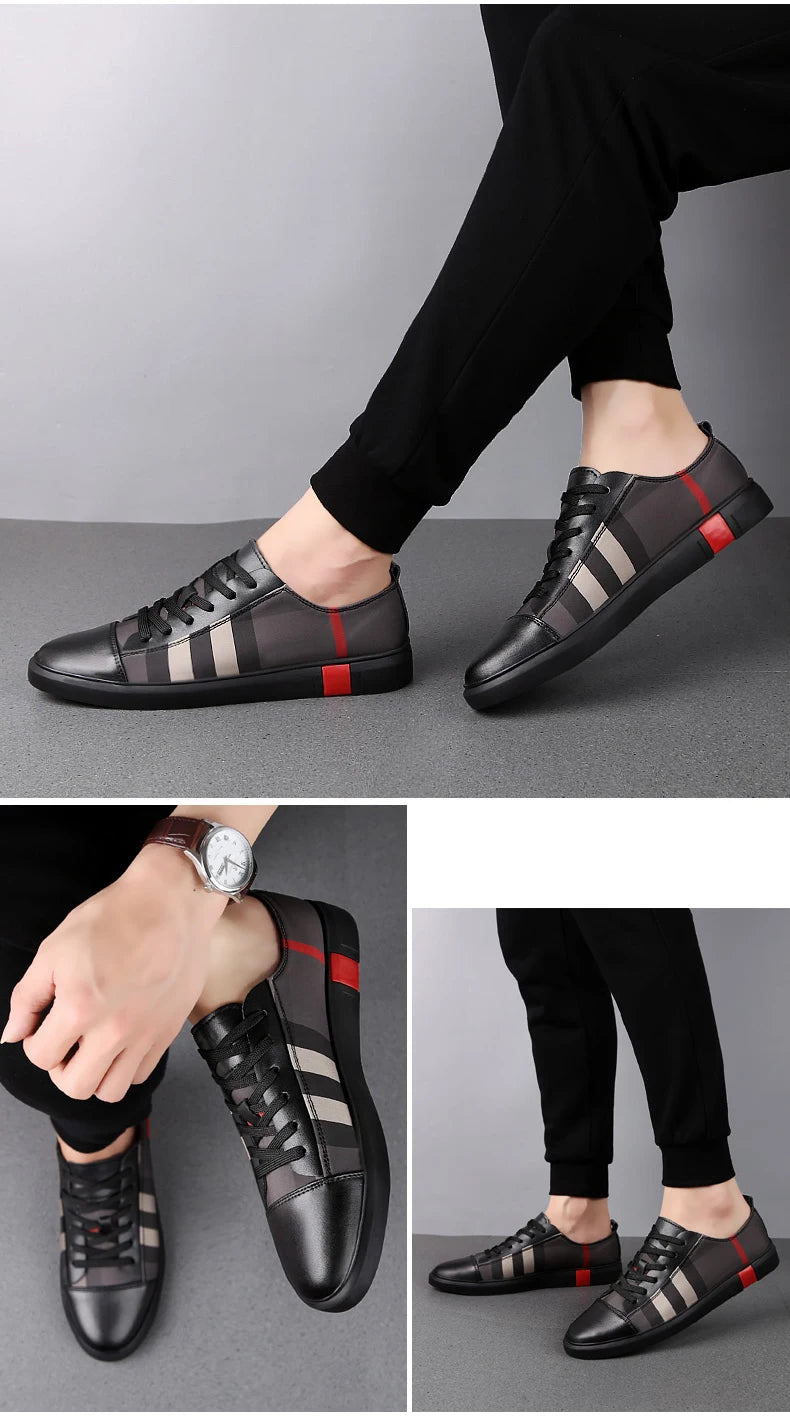 Mens Breathable Skateboard Shoes Men Fashion Sneakers High Quality Trainers Shoes Casual Genuine Leather Shoes.