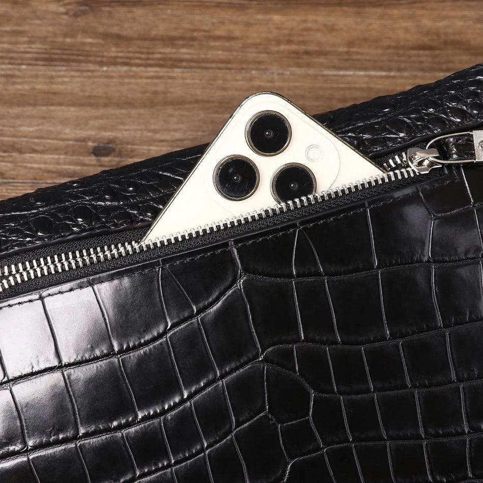 New Genuine leathe lrather bag Crocodile Claw Men's Chest Bag Fashion Men's Bag Outdoor Crossbody Bag Chest Bag black - So Real Fashion