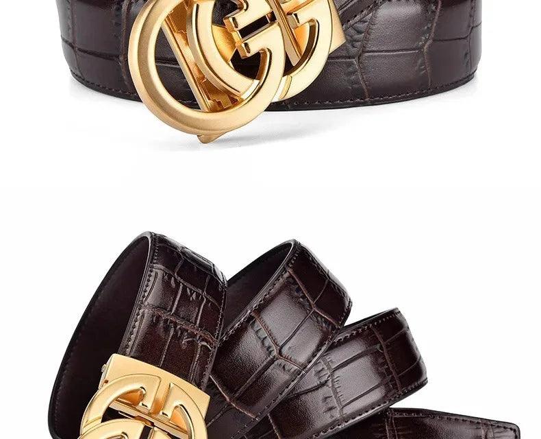 Men's Genuine Leather Belt Metal Alloy Automatic Buckle Belt High-End Design Business Casual Belt - So Real Fashion