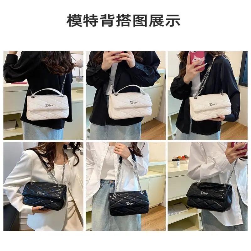 New Trendy Handbags Luxury Women Shoulder Bag PU Leather Chain Crossbody Bags Ladies Messenger Square Bag - So Real Fashion