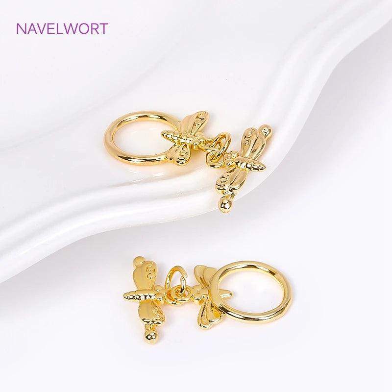 18K Gold Plated Brass Bamboo/Butterfly OT Clasps Toggle Clasps Jewelry Connector For DIY Making Necklace Bracelet Supplies - So Real Fashion