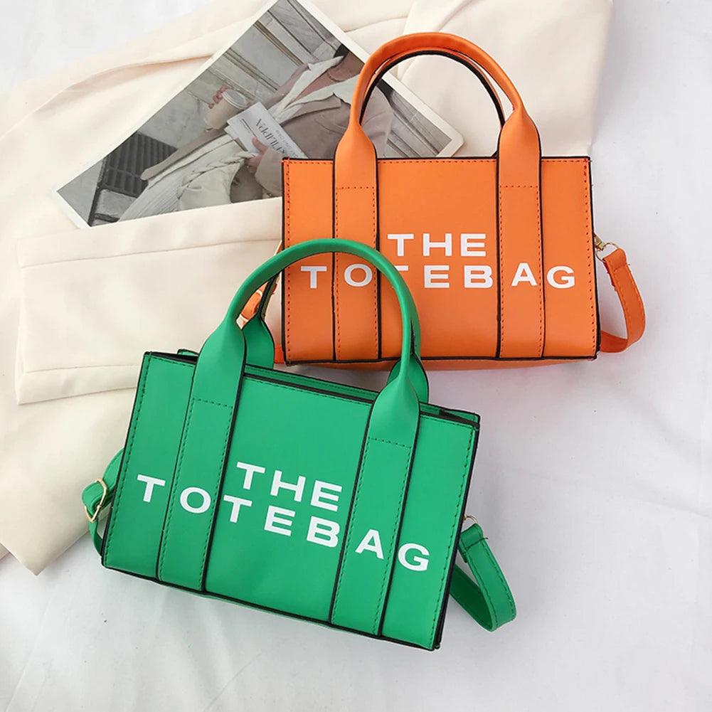 Fashion Ladies Top-Handle Bags Women Tote Bag Contrast Letters PU Leather Portable Casual Simple Adjustable Straps Hobos Bags - So Real Fashion