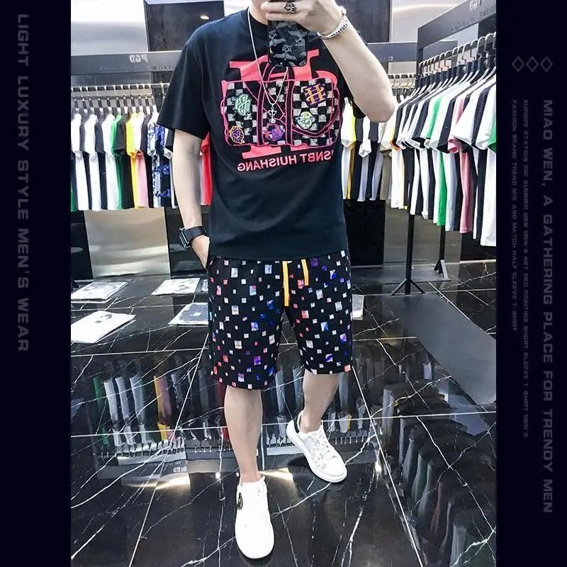 European Design Sense Niche Short-sleeved Shorts Set Men's Trendy Brand Trend 2025 Summer New Sports Quick-drying Casual Set - So Real Fashion