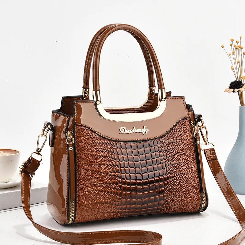 Stylish senior crocodile print women's handbag, temperament all large capacity single shoulder crossbody bag - So Real Fashion