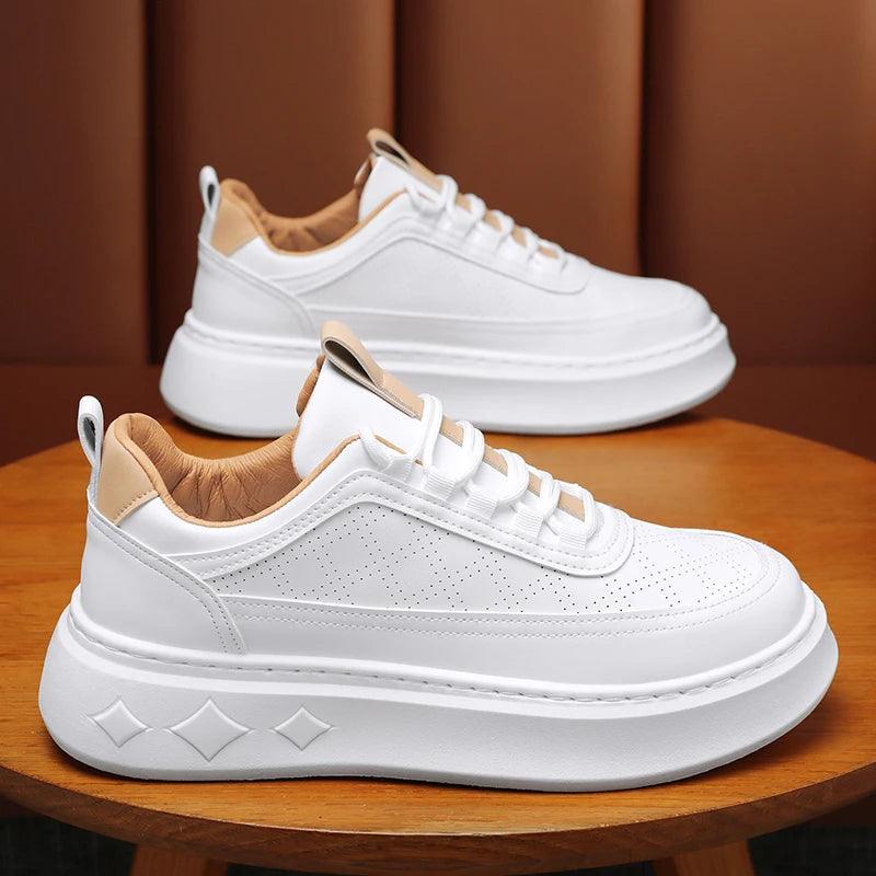 White Casual Outdoor Skate Shoes 2024 New Comfortable Tennis Shoes Lace-up Male Sneakers - So Real Fashion