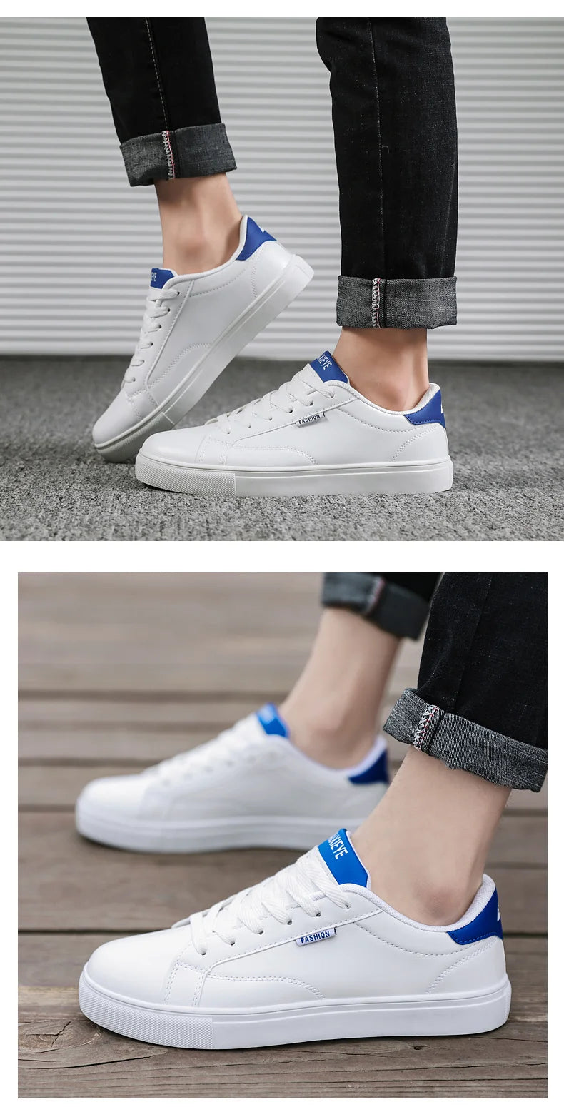 Men Vulcanize Casual Leather Shoes Adult New 2022 Male Sneakers White Cheap Lightweight Rubber Breathable Lace-up Fashion Summer