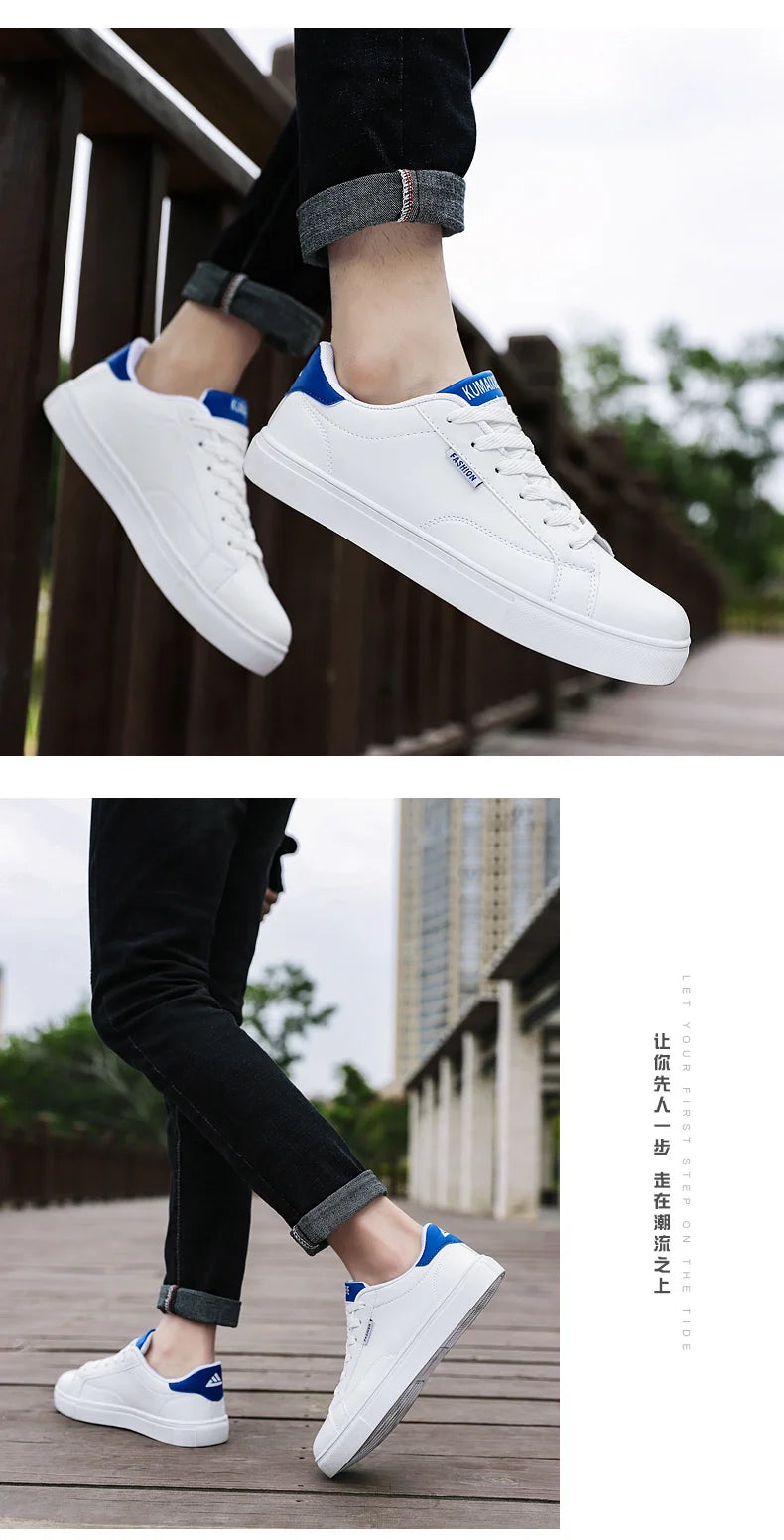 Men Vulcanize Casual Leather Shoes Adult New 2022 Male Sneakers White Cheap Lightweight Rubber Breathable Lace-up Fashion Summer