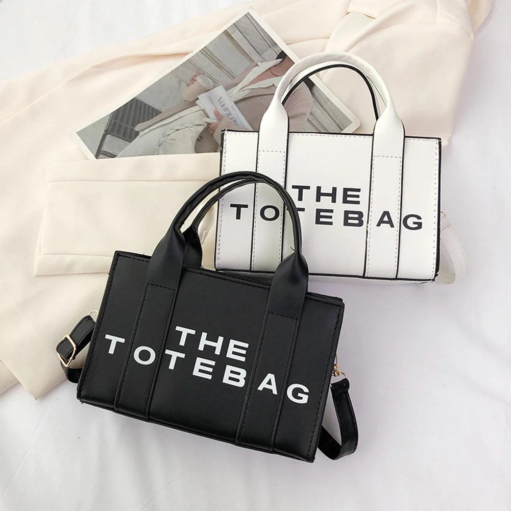 Women Messenger Bags Contrast Letters Fashion Top-Handle Bags PU Leather Portable Casual Simple Adjustable Straps Female Satchel - So Real Fashion