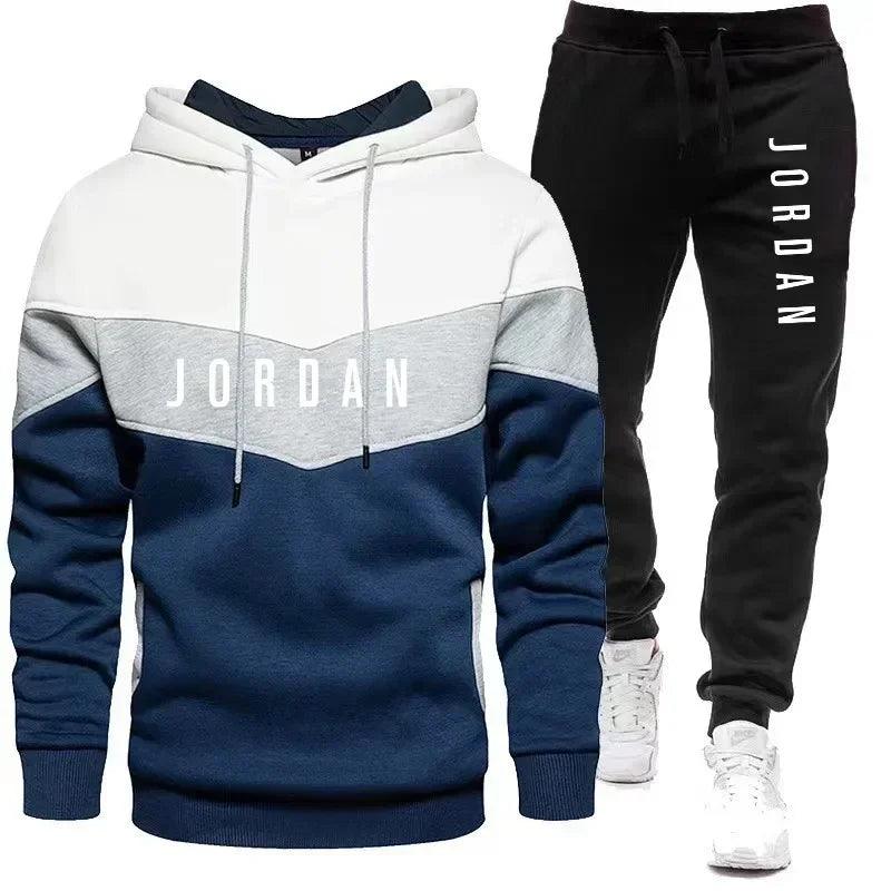 Autumn and winter new digital printed men's long-sleeved hoodie + loose casual pants fitness suit 2 pieces of clothing - So Real Fashion