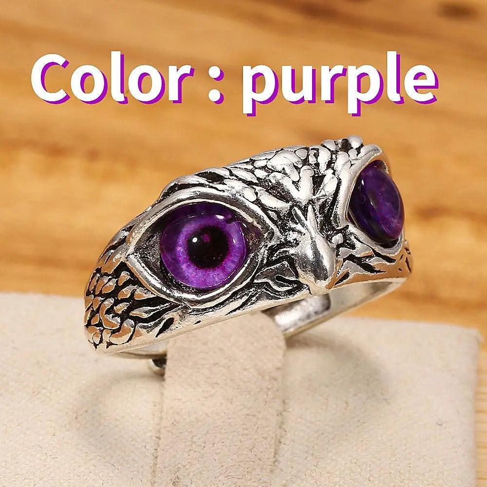 Owl Eye Statement Ring Demon Lovers Metal Vintage Ring Retro Animal Style Open Adjustable Jewelry Mother's Day Gifts - So Real Fashion