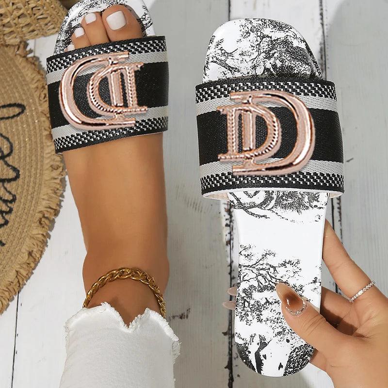 Women Elegent Sexy Slippers Fashion Design Casual Women Flat Sandals Summer External Wear Sandy Beach Large Size Women Slides - So Real Fashion