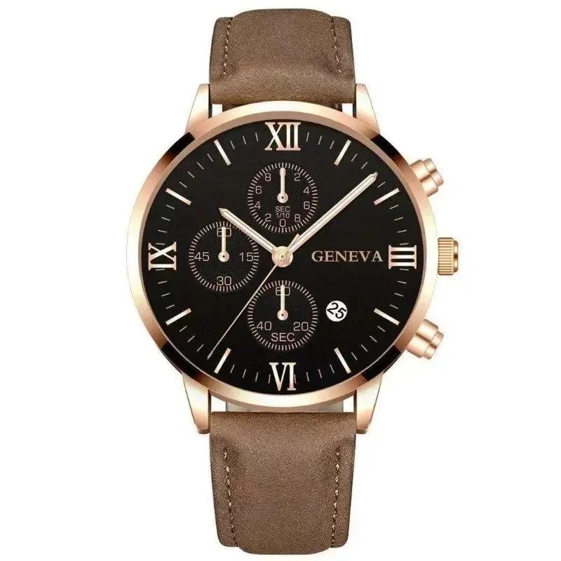 Fashion Geneva Men's Wristwatch Date Alloy Case Leather Analog Quartz Sport Watch Male Clock Top Brand Luxury Relogio Masculino - So Real Fashion