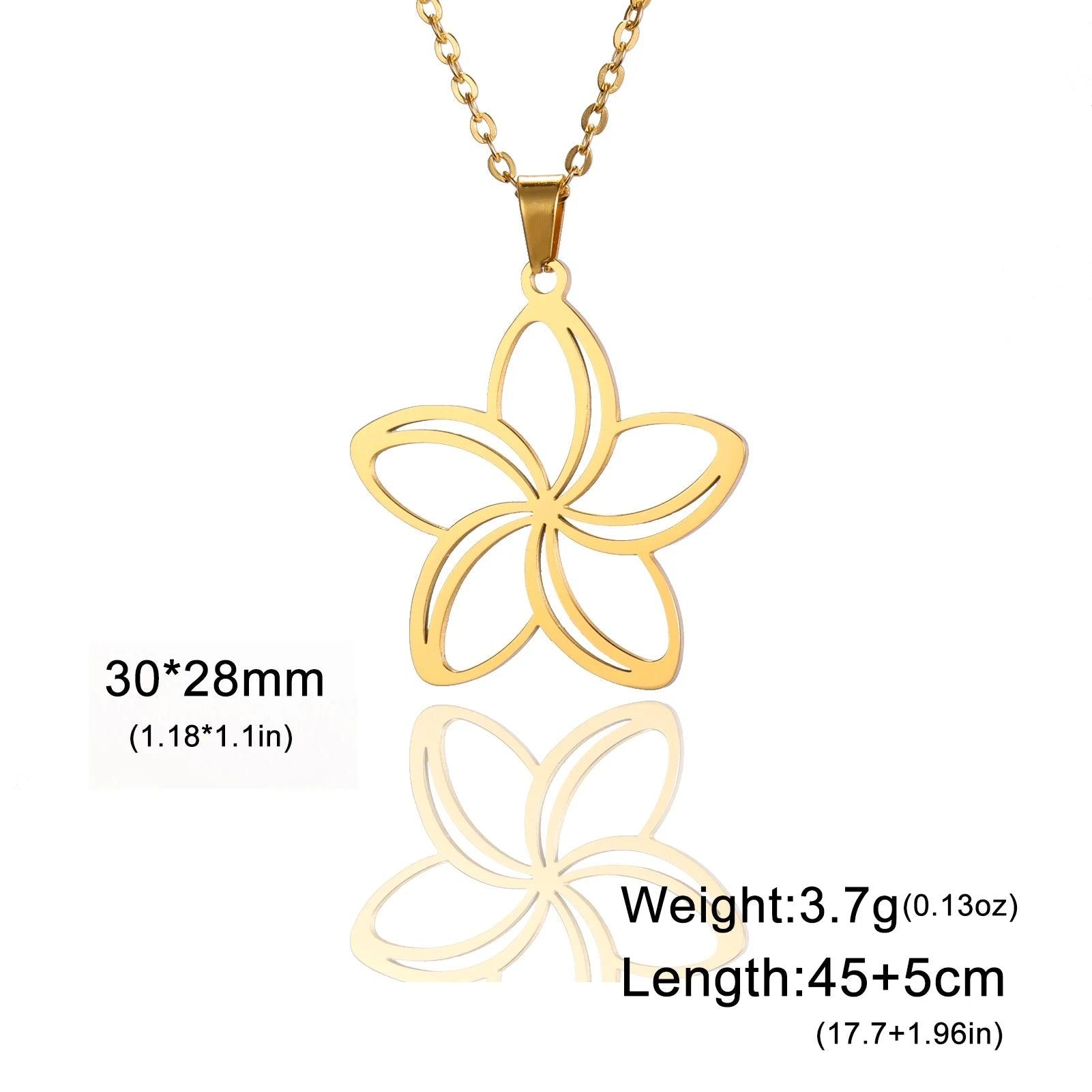 Skyrim Five petal Flower Pendant Stainless Steel Necklace Men and Women Lovers Fashionable and Minimalist Wedding Gifts Jewelry - So Real Fashion