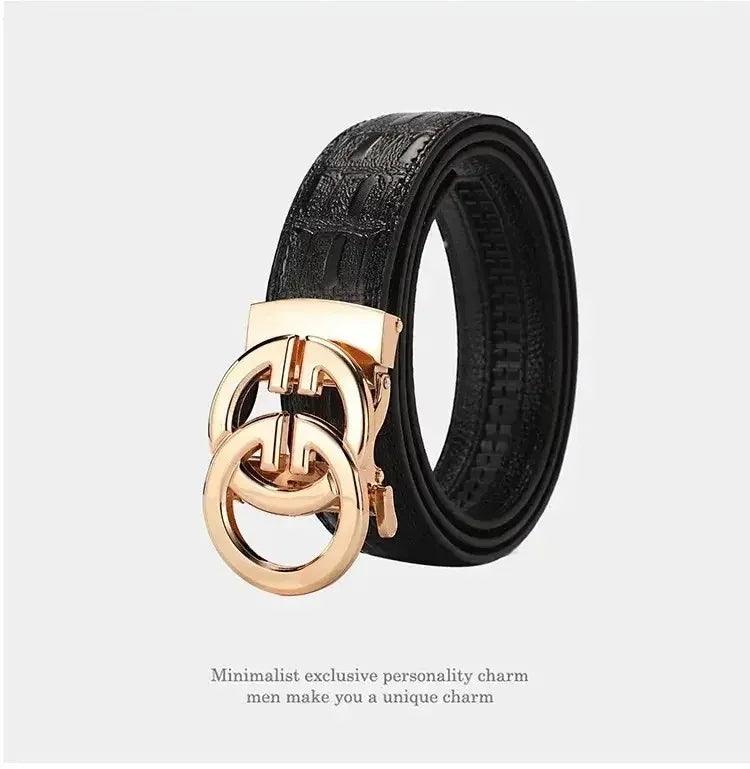 Men's Genuine Leather Belt Metal Alloy Automatic Buckle Belt High-End Design Business Casual Belt - So Real Fashion