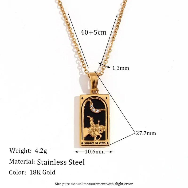 Hot selling new stainless steel retro original new tarot card pendant necklace versatile temperament jewelry gift - So Real Fashion