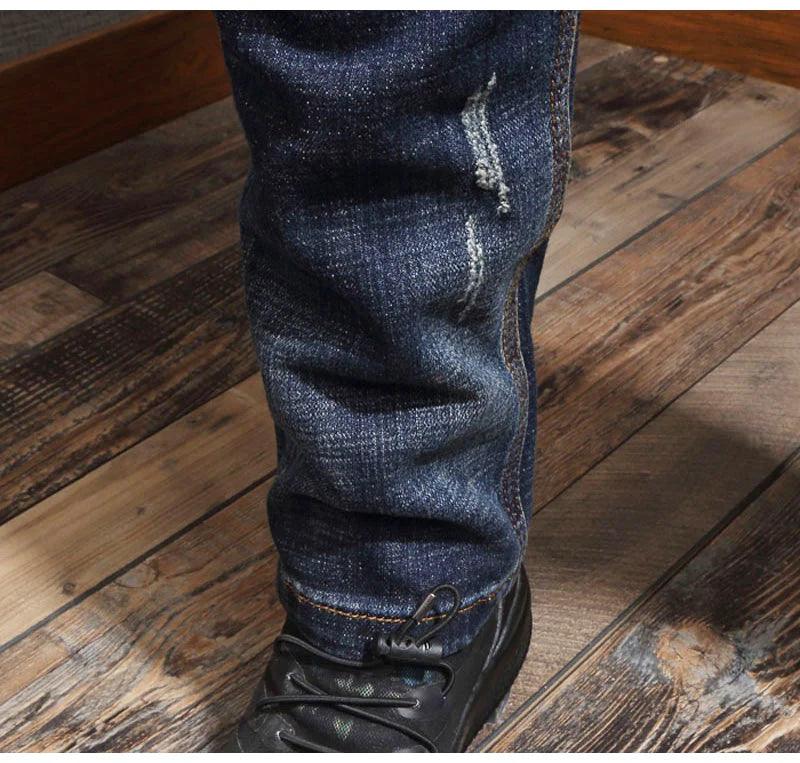 Newly Designer Fashion Men Jeans Retro Blue Elastic Slim Fit Ripped Jeans Men Italian Style Vintage Casual Denim Pants Hombre - So Real Fashion