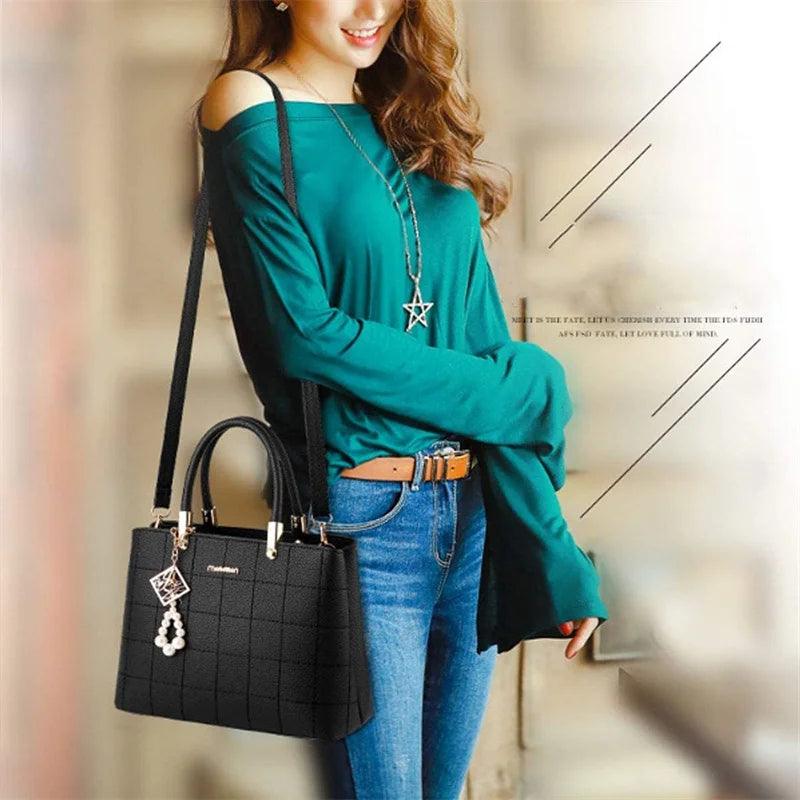 Women Handbag Patchwork Shoulder Messenger Office Work PU Leather Female Bag Ladies Luxury Handbag Fashion Elegant Shoulder Bag - So Real Fashion