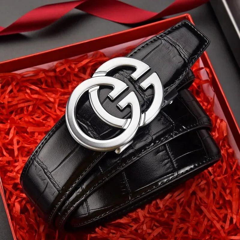 Men's Genuine Leather Belt Metal Alloy Automatic Buckle Belt High-End Design Business Casual Belt - So Real Fashion