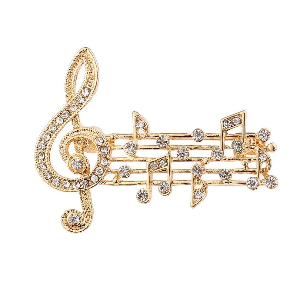 Music Note Brooches Pins Gold Silver Color Enamel Brooch Elegant Crystal Badge Party Accessories For Musical Lovers Souvenir - So Real Fashion