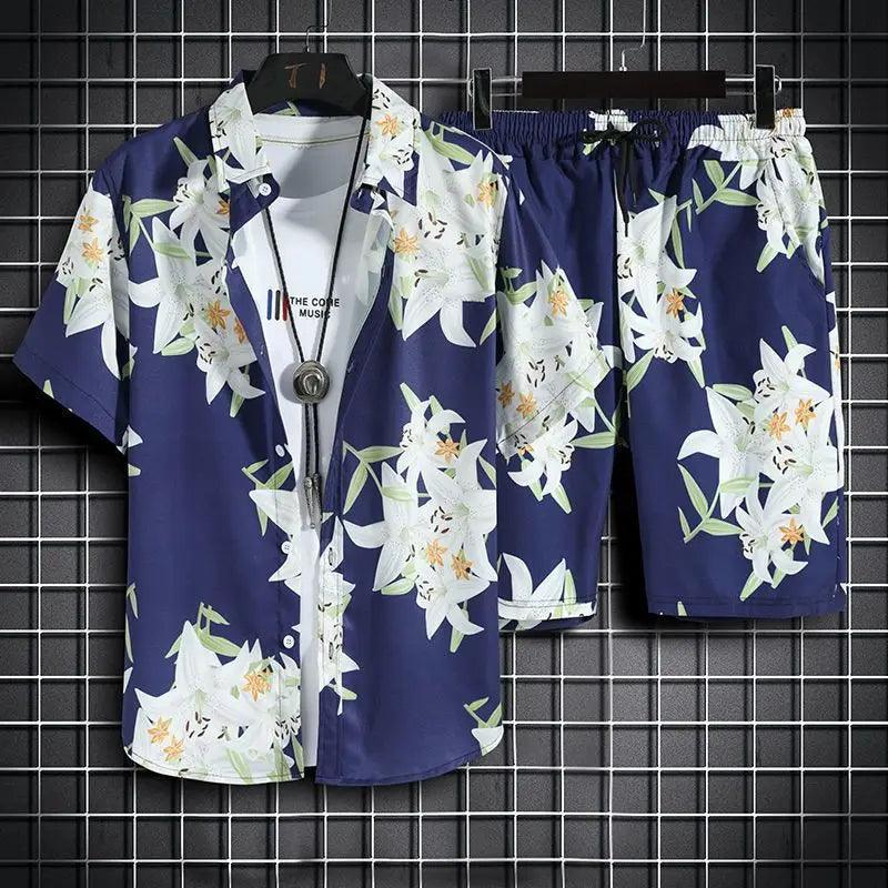 Beach Clothes For Men 2 Piece Set Quick Dry Hawaiian Shirt and Shorts Set Men Fashion Clothing Printing Casual Outfits Summer - So Real Fashion