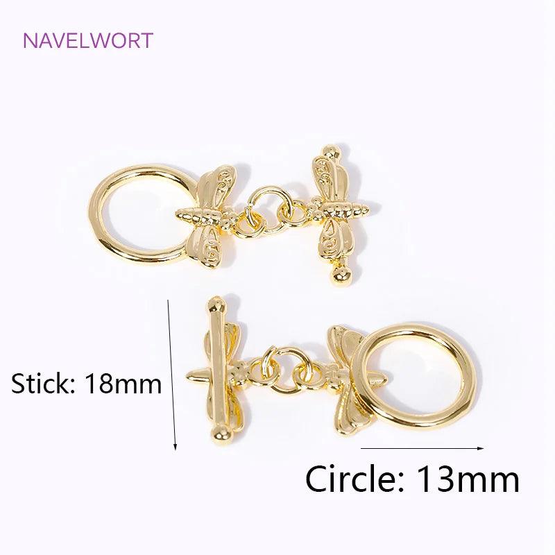 18K Gold Plated Brass Bamboo/Butterfly OT Clasps Toggle Clasps Jewelry Connector For DIY Making Necklace Bracelet Supplies - So Real Fashion