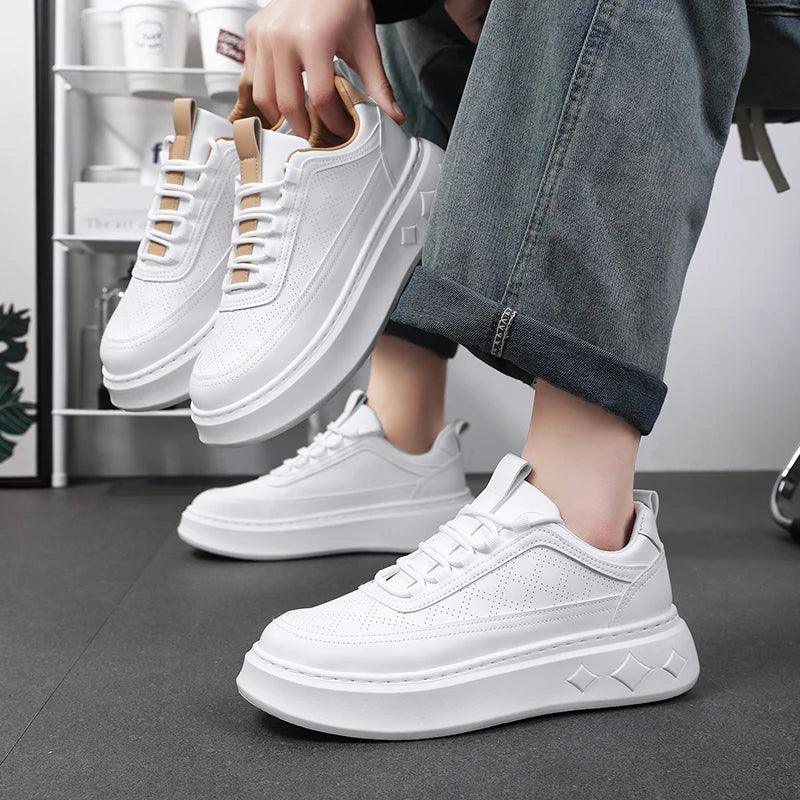 White Casual Outdoor Skate Shoes 2024 New Comfortable Tennis Shoes Lace-up Male Sneakers - So Real Fashion