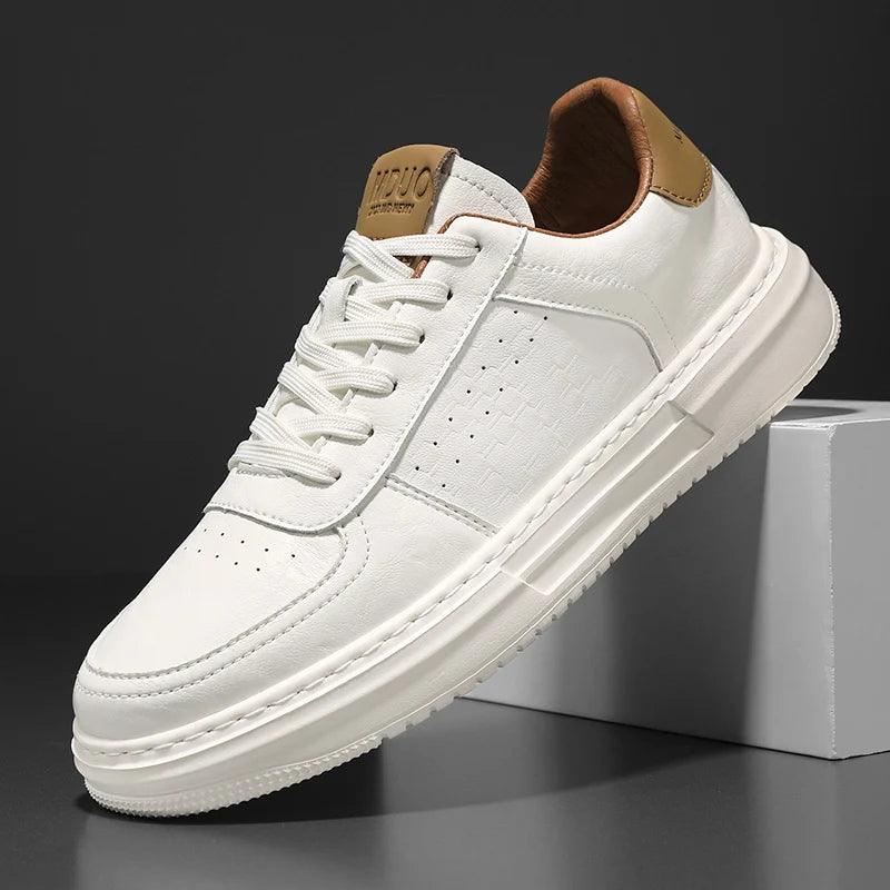 Leather Men White Flat Casual Shoes Lightweight Sneakers Breathable Sports Shoes Shoes for Men Tenis Shoes Zapatillas Hombre - So Real Fashion