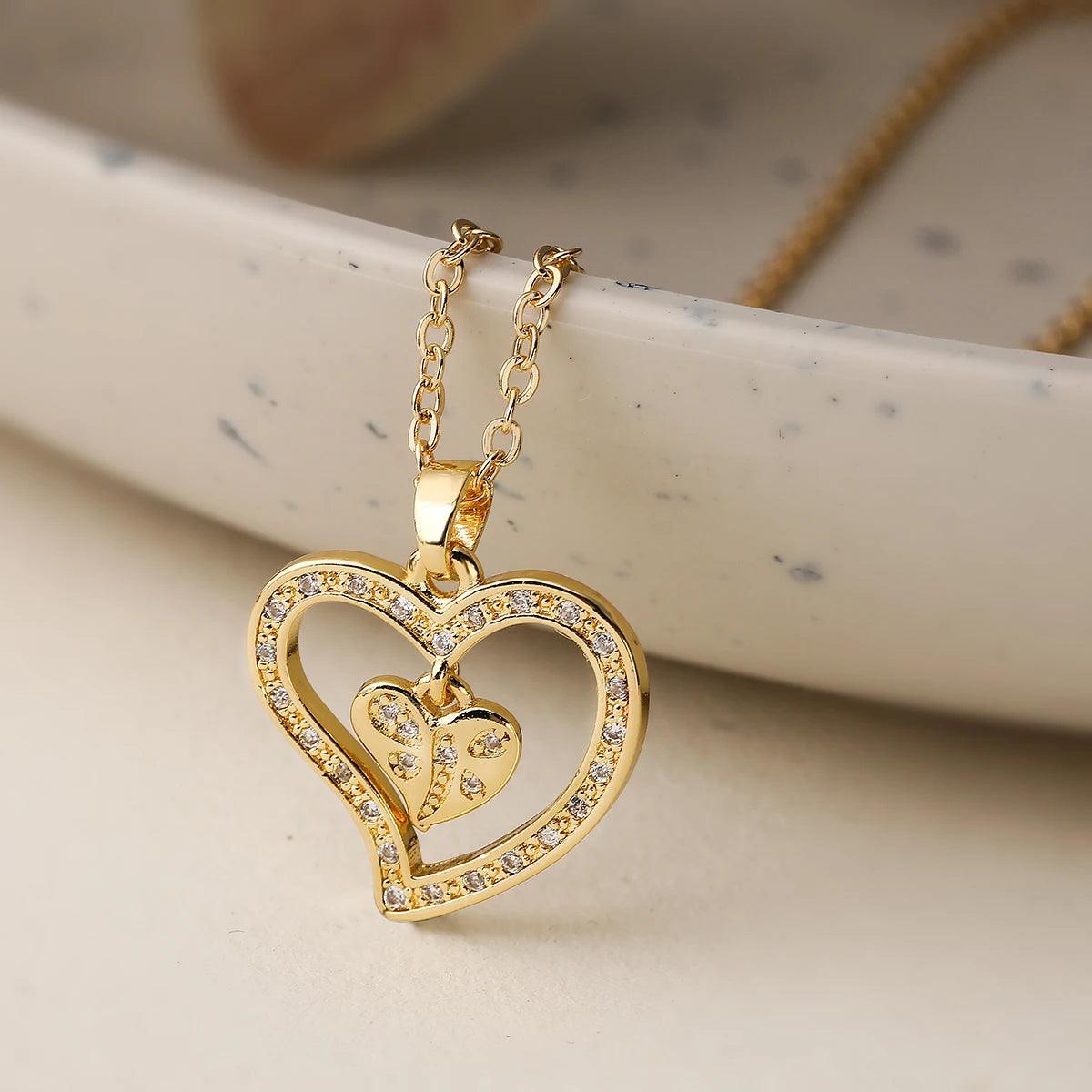 Minimalist Design Heart Pendant Necklaces For Women Girls, Stainless Steel Chain Party Wedding Vacation Jewelry Lovers Gift - So Real Fashion