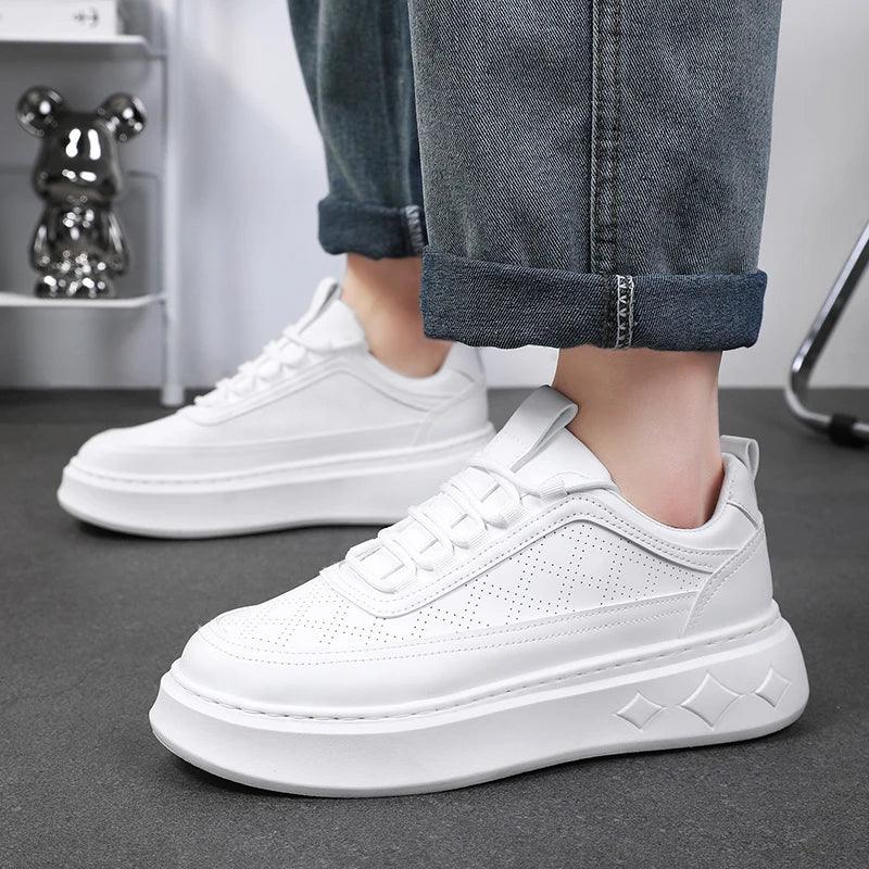 White Casual Outdoor Skate Shoes 2024 New Comfortable Tennis Shoes Lace-up Male Sneakers - So Real Fashion