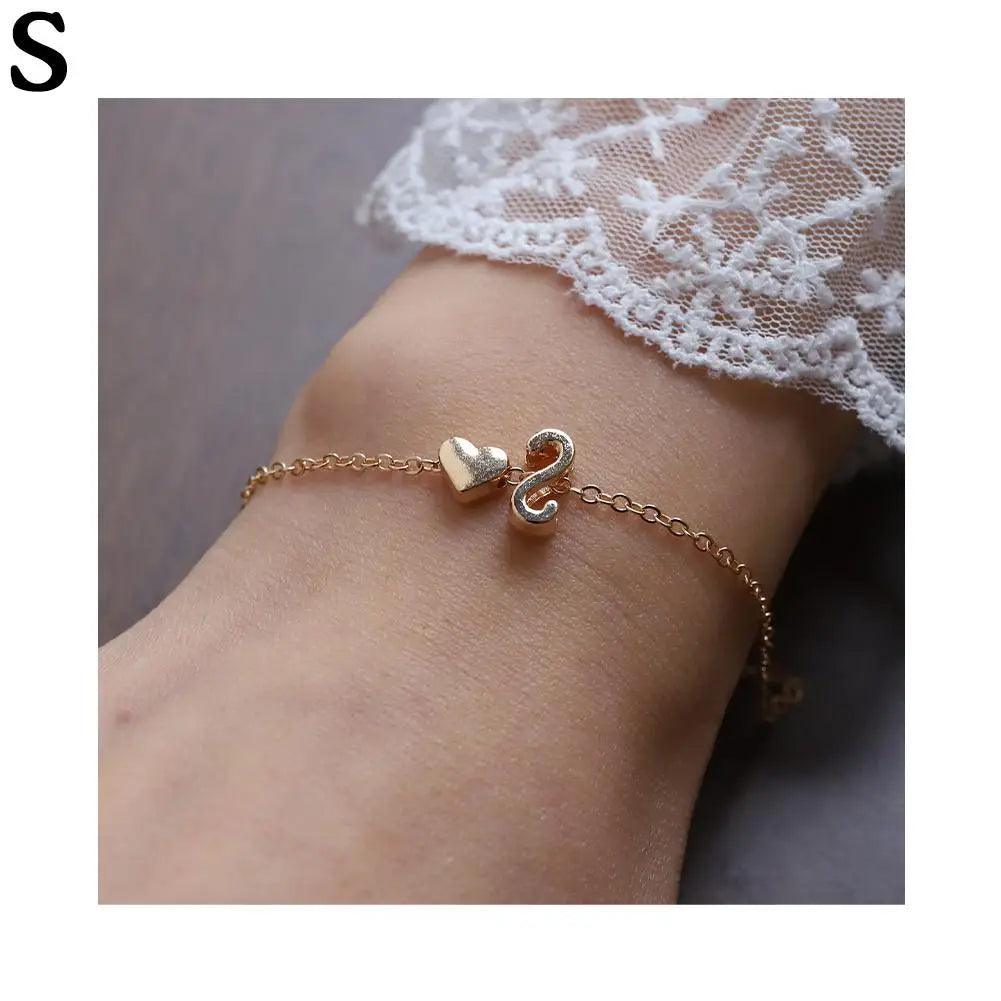 English Initial Letter Bracelets For Lovers Women Men DIY Personalized Name Alloy Heart-shaped Letters Bracelets Jewelry Gift - So Real Fashion