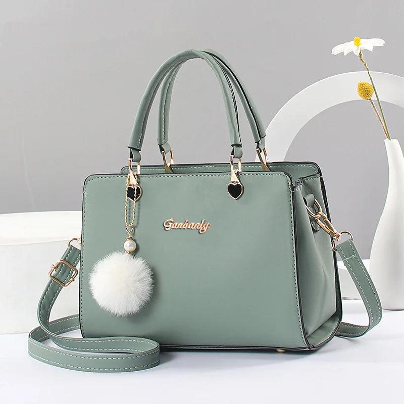 Stylish casual women's handbag, commuter shoulder bag crossbody bag, small hair ball pendant decoration - So Real Fashion