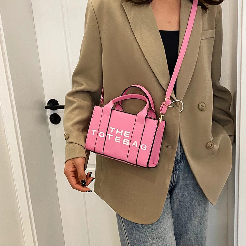 Luxury Designer Bag Women Tote Handbags Contrast Letters Fashion Ladies Shoulder Crossbody Bags Soft PU Leather Shopper Purses - So Real Fashion