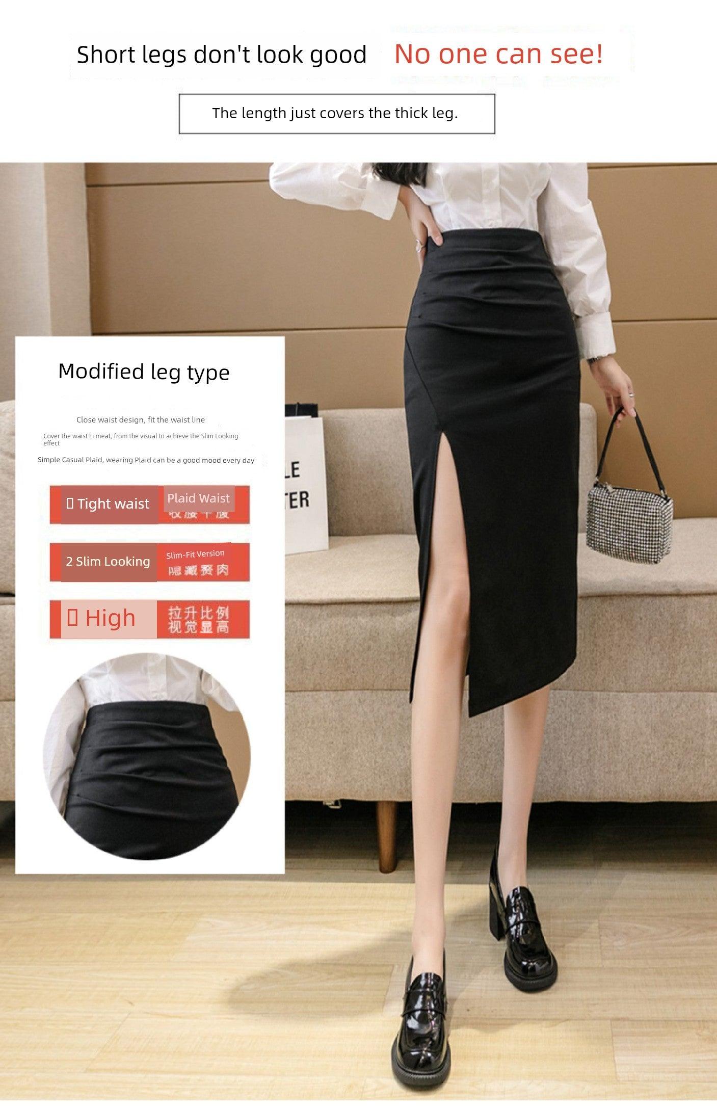 Irregular Slit Mid Length Long Length Spring Pleated Skirt - So Real Fashion