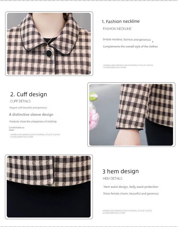 Classic Style Ladieswear Middle-Aged and Elderly Plaid Spring and Autumn Clothing - So Real Fashion