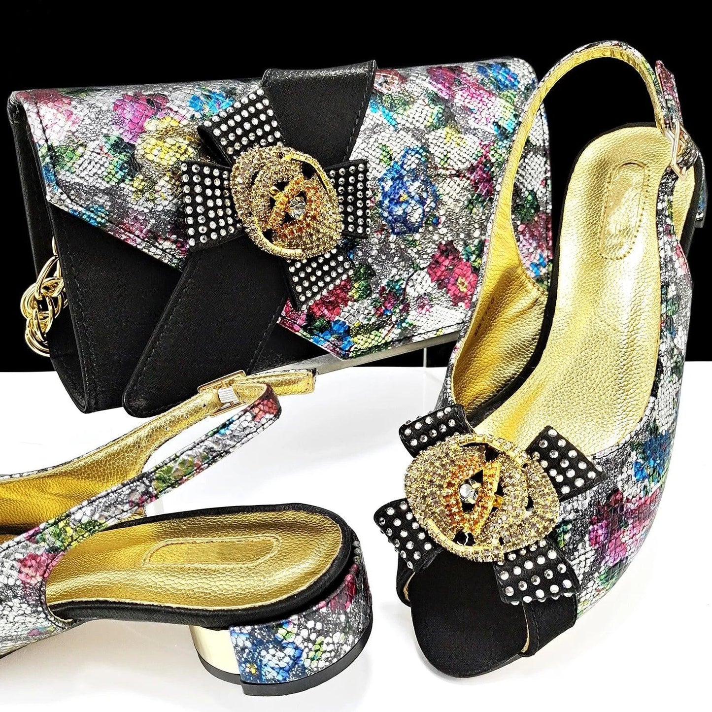 Newest Fashion Italian High Heels Shoes And Bag To Match Set Hot Sale Rhinestone Woman Shoes And Bag Set For Evening Party - So Real Fashion