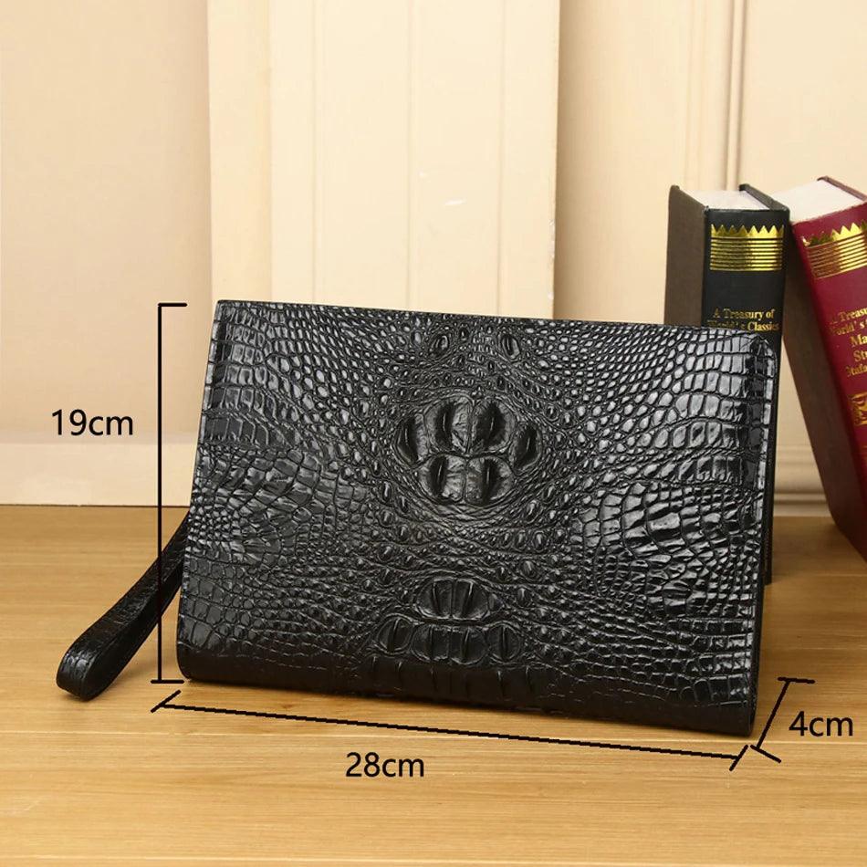 Crocodile Clutch Bag Briefcase High-quality Real Cowhide Envelope Clutch Bag Large Capacity Men's Bag - So Real Fashion