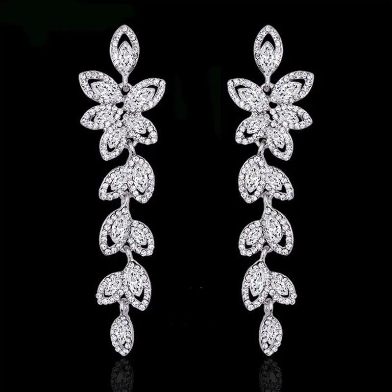 Blue Crystal Wedding Long Drop Earrings for Women. Brides Earrings Prom Jewelry Gifts Femme Pendiente. - So Real Fashion