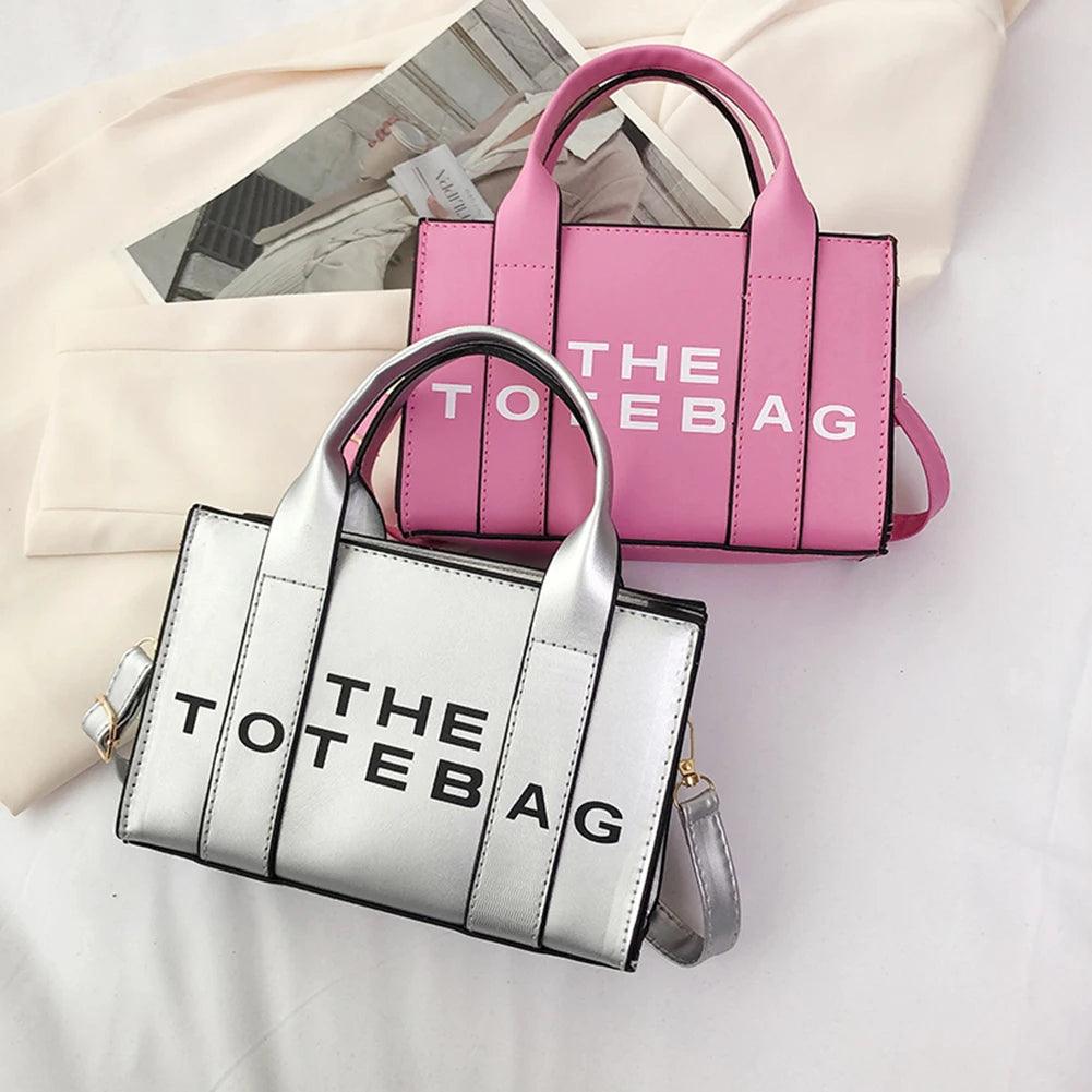 Women Tote Bag Contrast Letters Fashion Ladies Commute Bag PU Leather Portable Casual Simple Adjustable Straps Female Satchel - So Real Fashion