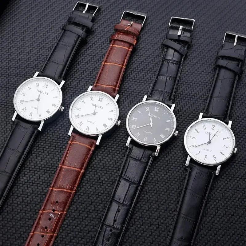 Men's Watches Business Wrist Watch Luxury Leather Strap Analog Watches Quartz Wristwatches Clock Men Women Casual Simple Watch - So Real Fashion