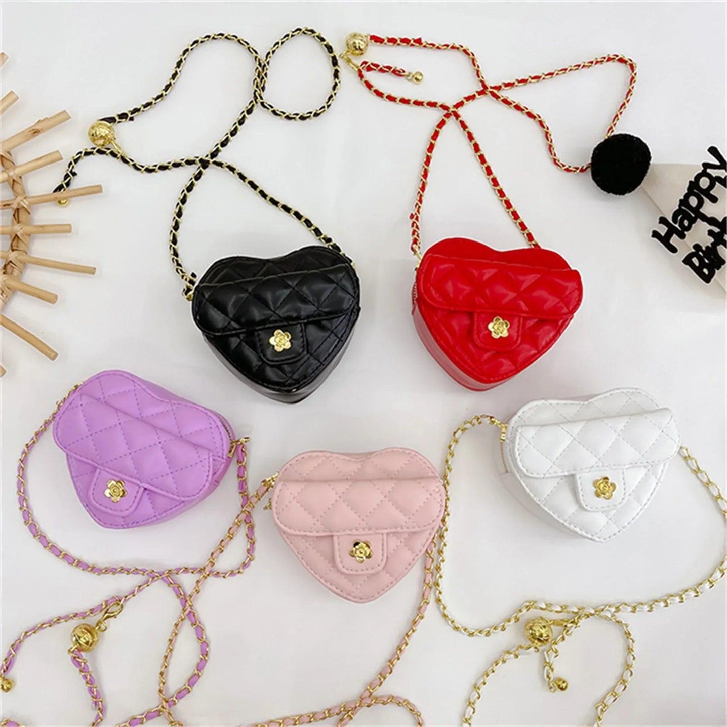 Captivating New Cute Mini Heart Shaped Crossbody Handbag PU Leather Coin Change Purse for Toddlers Little Girls - So Real Fashion