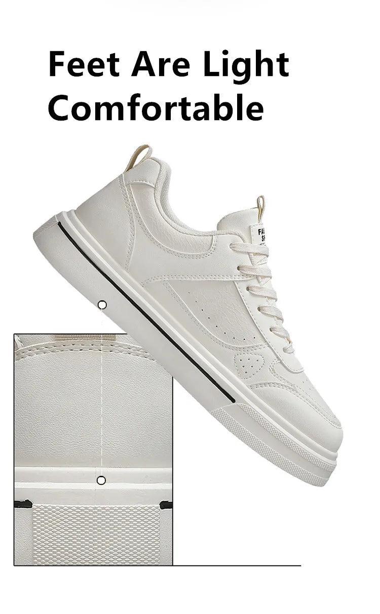 Classic Black Men Skate Shoes Comfy Breathable Leather Men's Skateboard Shoes Low Top Flat Sneakers For Men Zapatillas De Skate - So Real Fashion