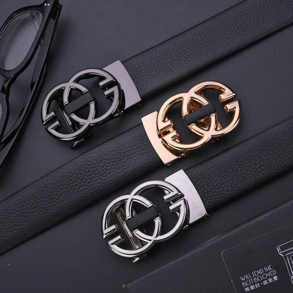 High-Grade Men's Embossing Automatic Checkoff Full-Grain Leather Business Waistband GG Belt Luxury Designer - So Real Fashion