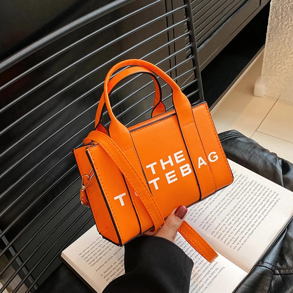 Fashion Ladies Top-Handle Bags Women Tote Bag Contrast Letters PU Leather Portable Casual Simple Adjustable Straps Hobos Bags - So Real Fashion