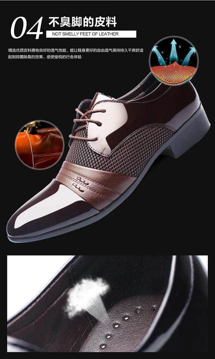 New British Men's Leather Shoes Classic Man Loafers Pointed Toe Formal Wedding Shoes Male Dress Shoes Lace Up Moccasins - So Real Fashion