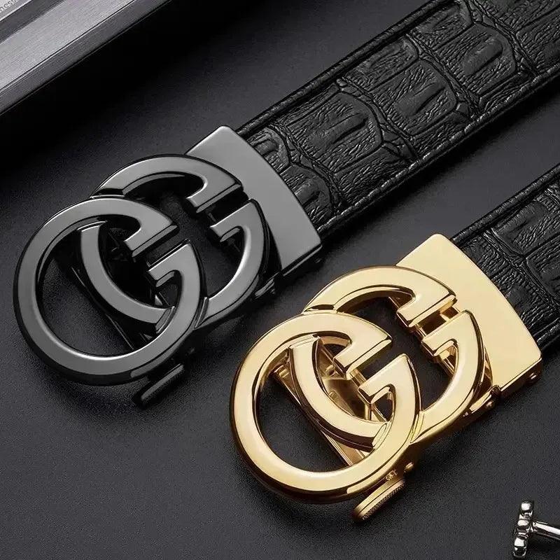 Men's Genuine Leather Belt Metal Alloy Automatic Buckle Belt High-End Design Business Casual Belt - So Real Fashion