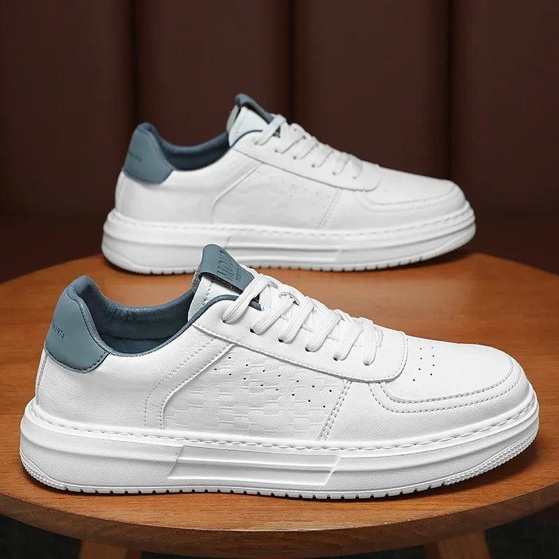 Leather Men White Flat Casual Shoes Lightweight Sneakers Breathable Sports Shoes Shoes for Men Tenis Shoes Zapatillas Hombre - So Real Fashion