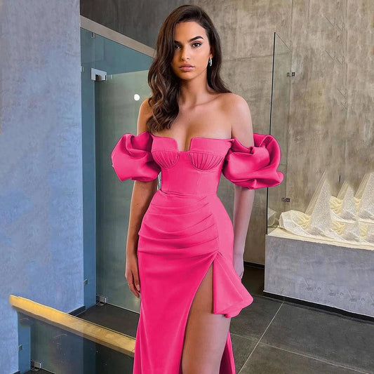 New Women Elegant Bandage Dress Sexy Off Shoulder Bodycon Clothes Club Party Celebrity Dresses - So Real Fashion