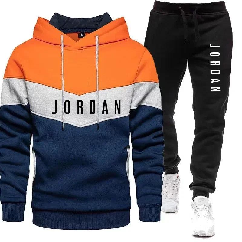 Autumn and winter new digital printed men's long-sleeved hoodie + loose casual pants fitness suit 2 pieces of clothing - So Real Fashion