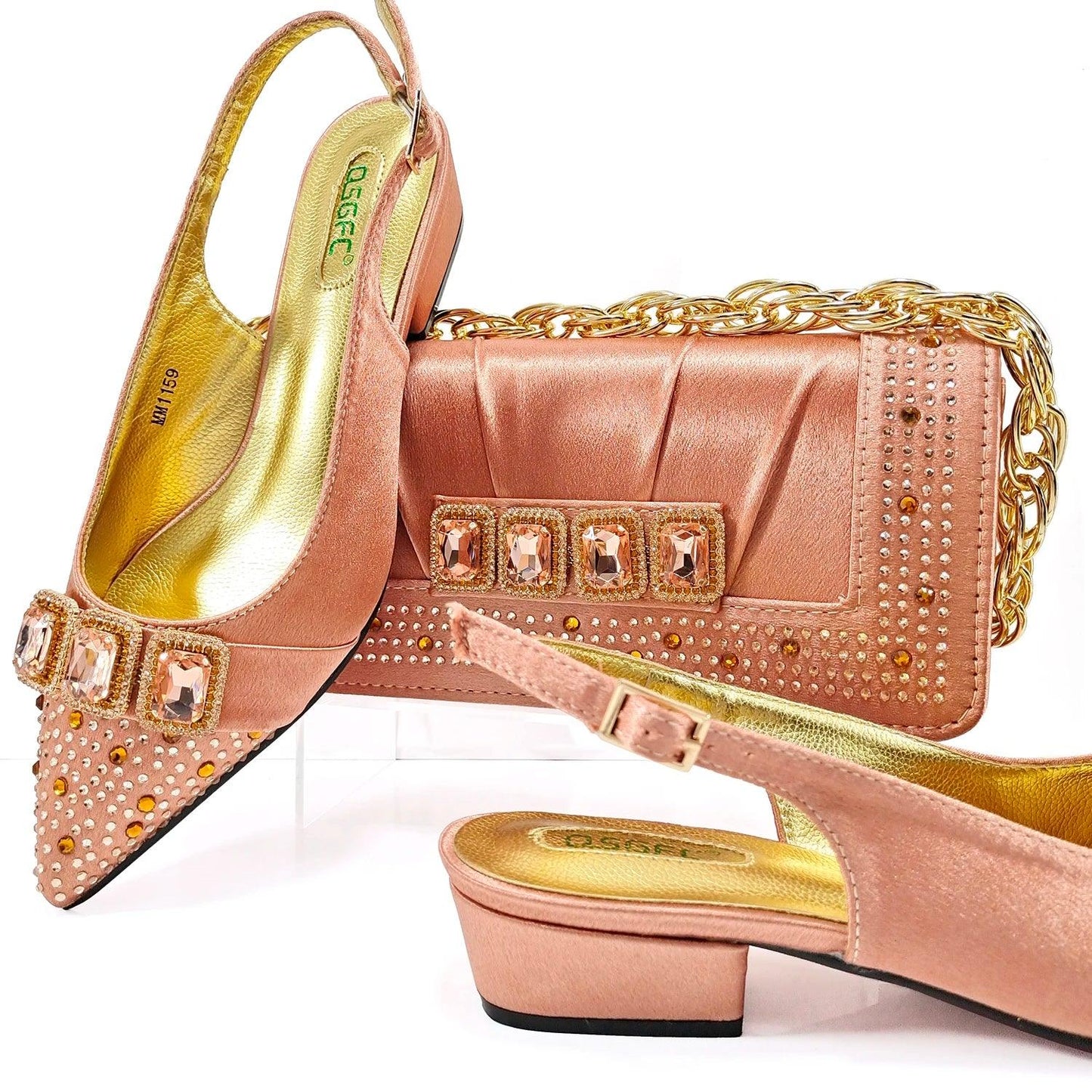 Italian Shoes And Bag Sets For Evening Party With Stones Italian Leather Handbags Match Bags! HMP1-12 - So Real Fashion